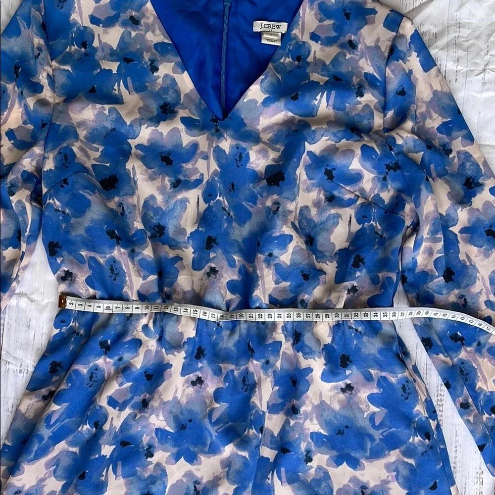J. Crew Blue V-Neck Long Sleeve Sundress